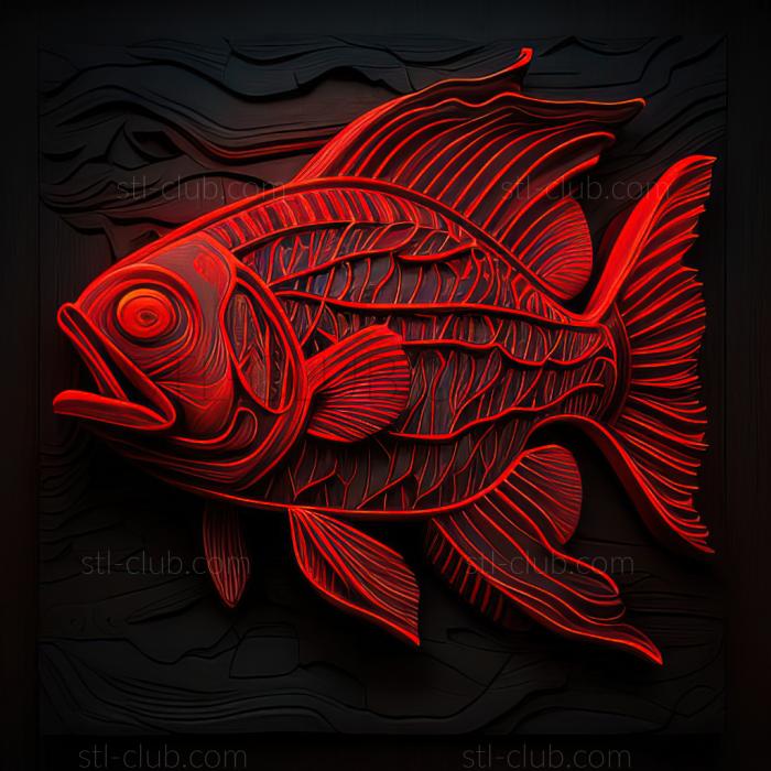 st False red neon fish